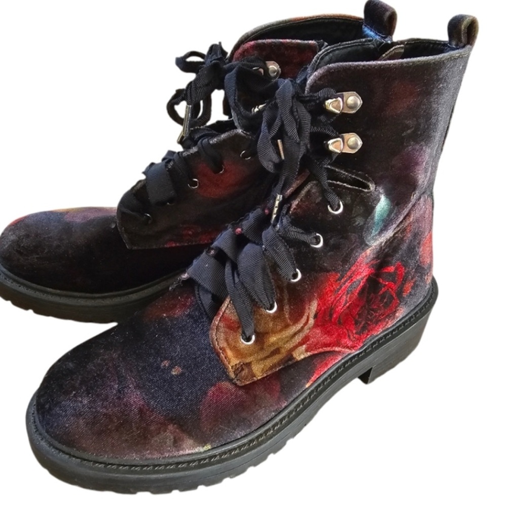 Madden Girl Multi-Color Velvet Combat Boots